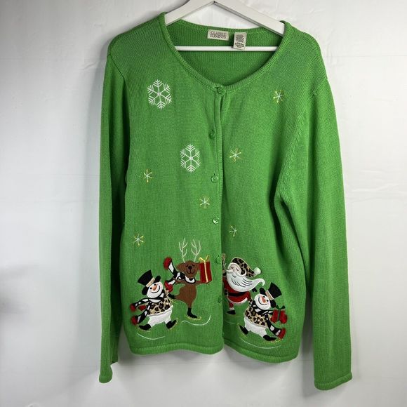Classic Elements Festive Green Cardigan - Picture 2 of 11